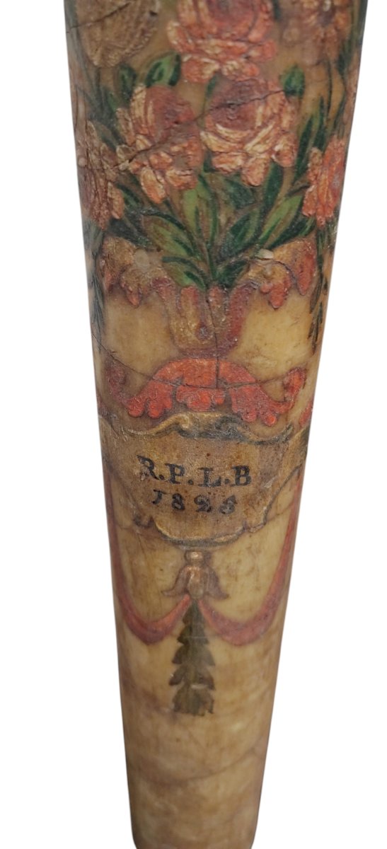 Antique Large Painted Easter Candle, From Tuscany, Dated 1825-photo-3