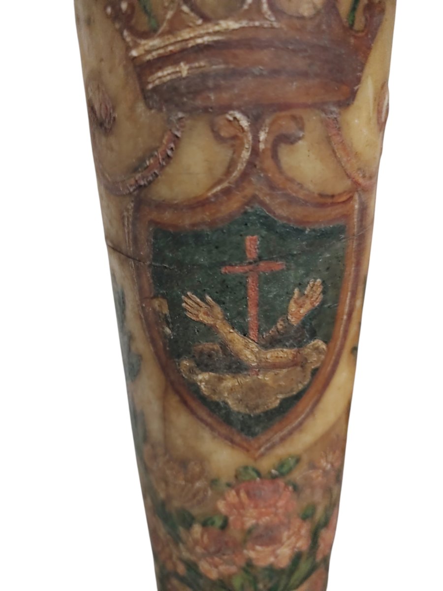 Antique Large Painted Easter Candle, From Tuscany, Dated 1825-photo-4