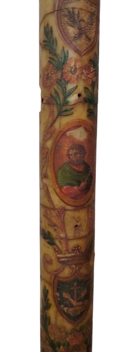 Antique Large Painted Easter Candle, From Tuscany, Dated 1825-photo-6