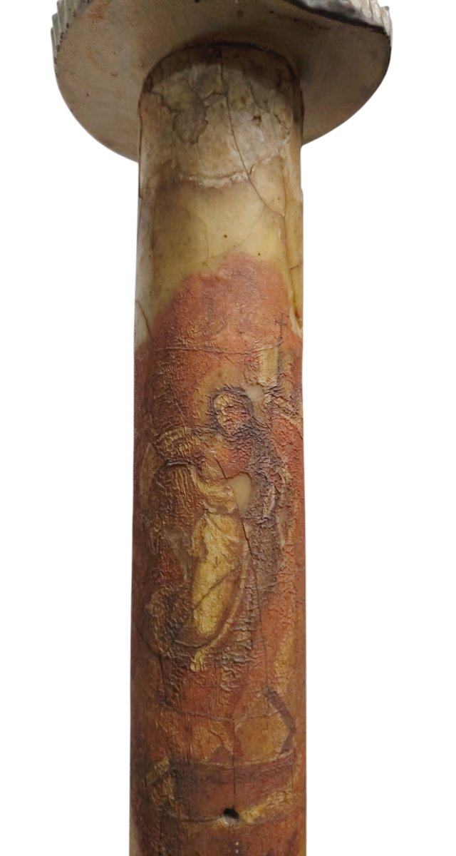 Antique Large Painted Easter Candle, From Tuscany, Dated 1825-photo-7