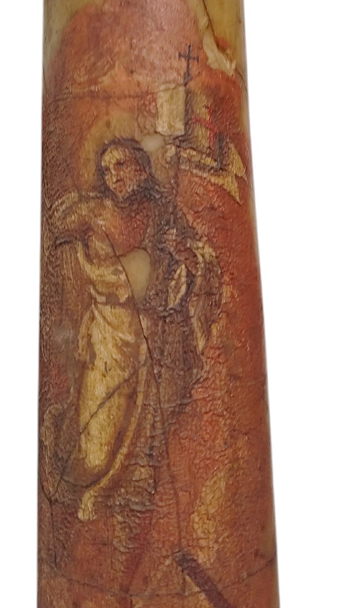 Antique Large Painted Easter Candle, From Tuscany, Dated 1825-photo-8