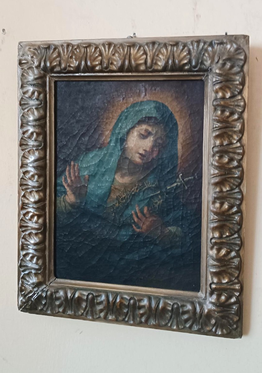 Antique Oil Painting On Canvas, -photo-2