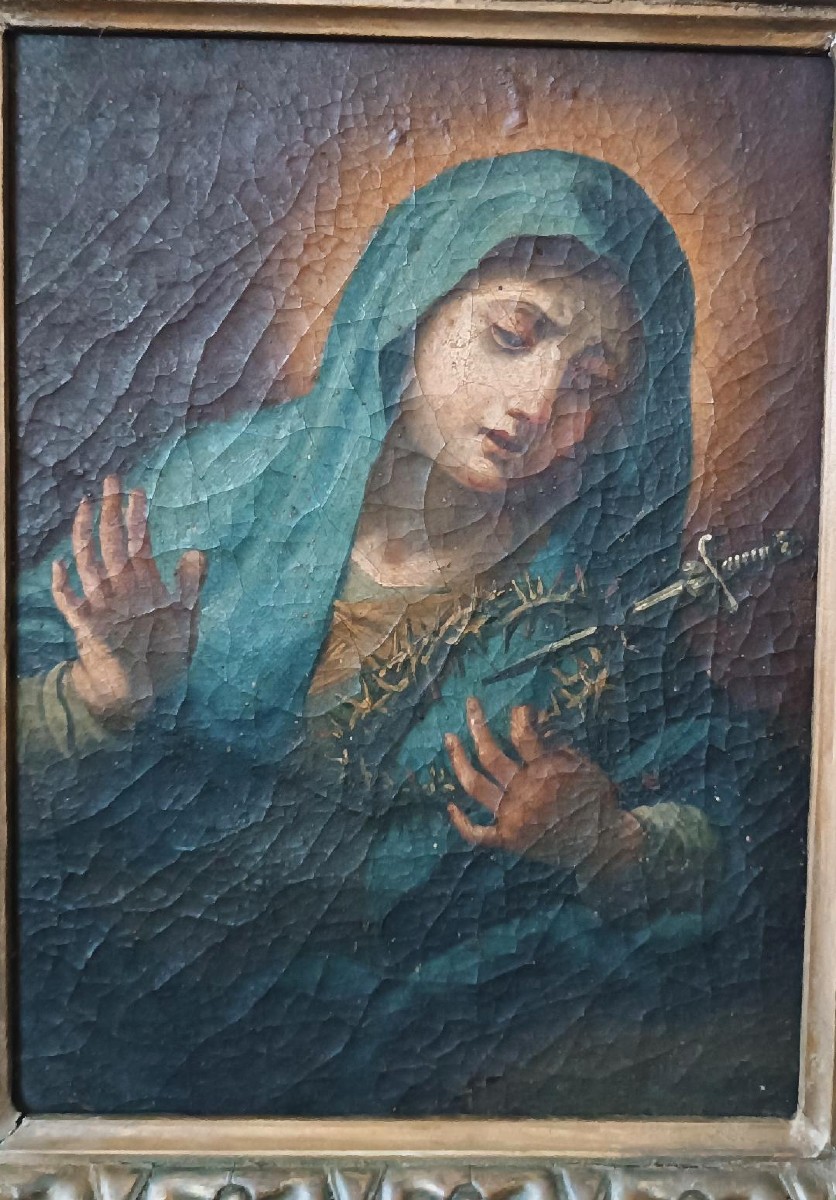 Antique Oil Painting On Canvas, -photo-2