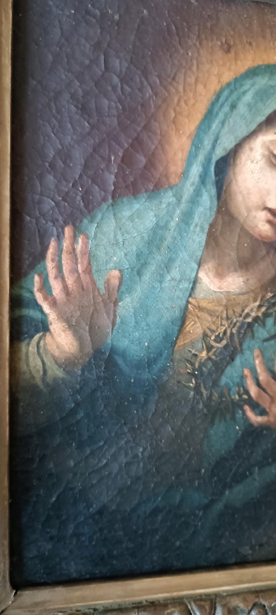 Antique Oil Painting On Canvas, -photo-3