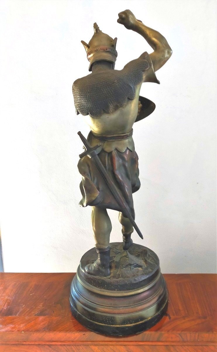 Grand Paire De Sculptures En Métal - Detrier "guerriers". H.66 CM-photo-1