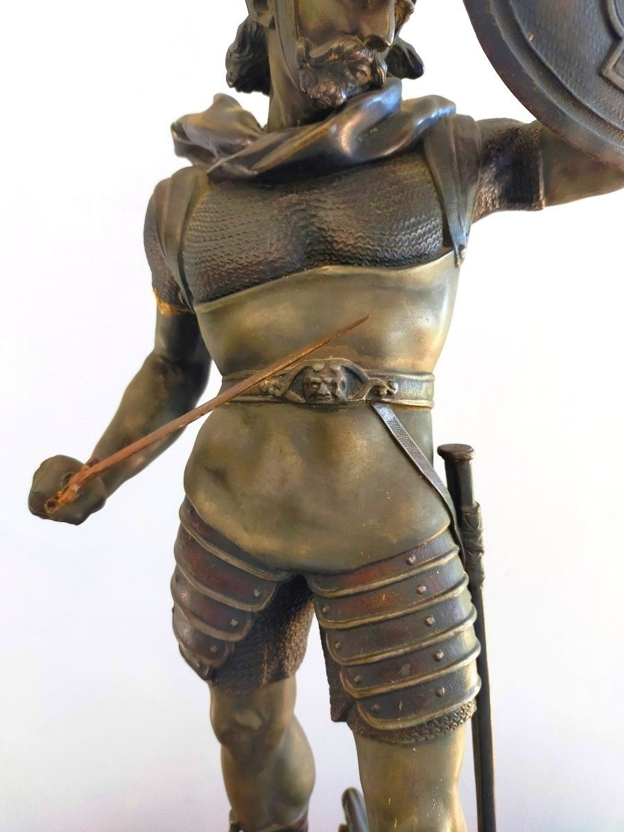 Grand Paire De Sculptures En Métal - Detrier "guerriers". H.66 CM-photo-2