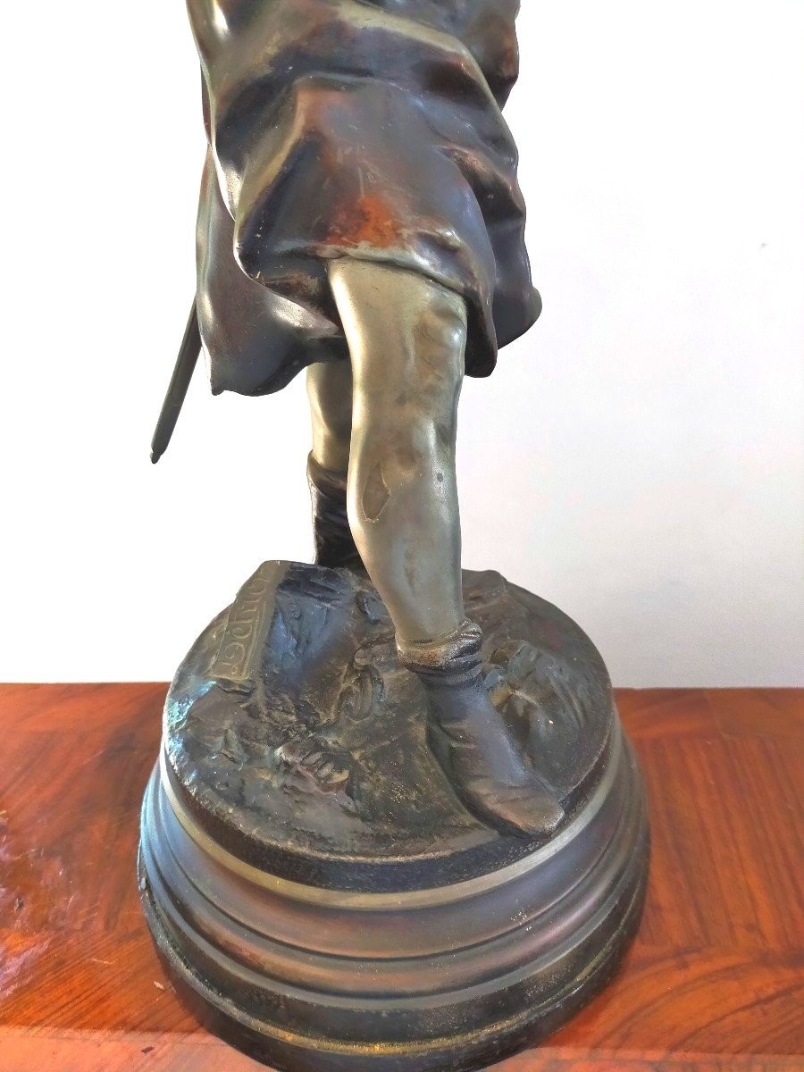 Grand Paire De Sculptures En Métal - Detrier "guerriers". H.66 CM-photo-5