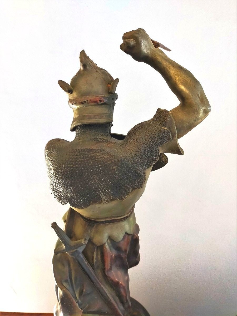 Grand Paire De Sculptures En Métal - Detrier "guerriers". H.66 CM-photo-6