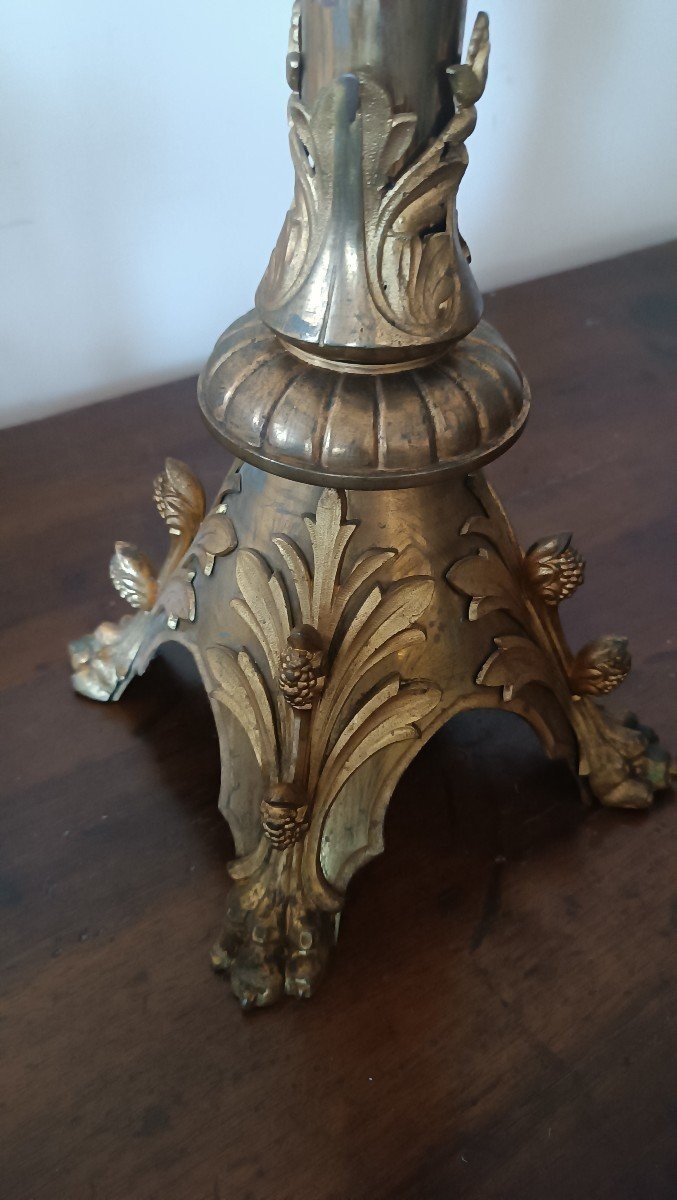 Grand Bougeoir En Bronze Doré Au Mercure, Seconde Moitié Du XIXe Siècle-photo-3