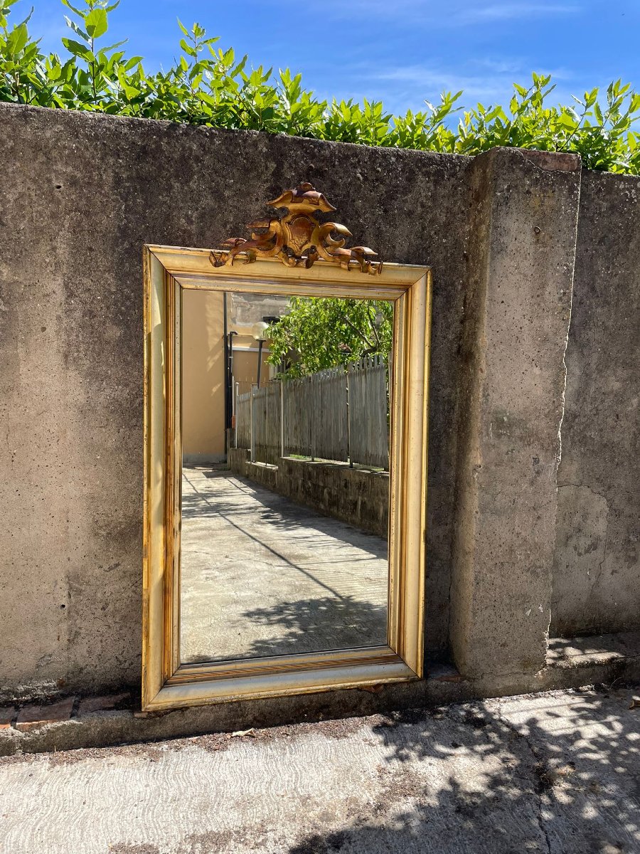 Grand miroir/ cadresb en bois du 19ème siècle, doré  -photo-3