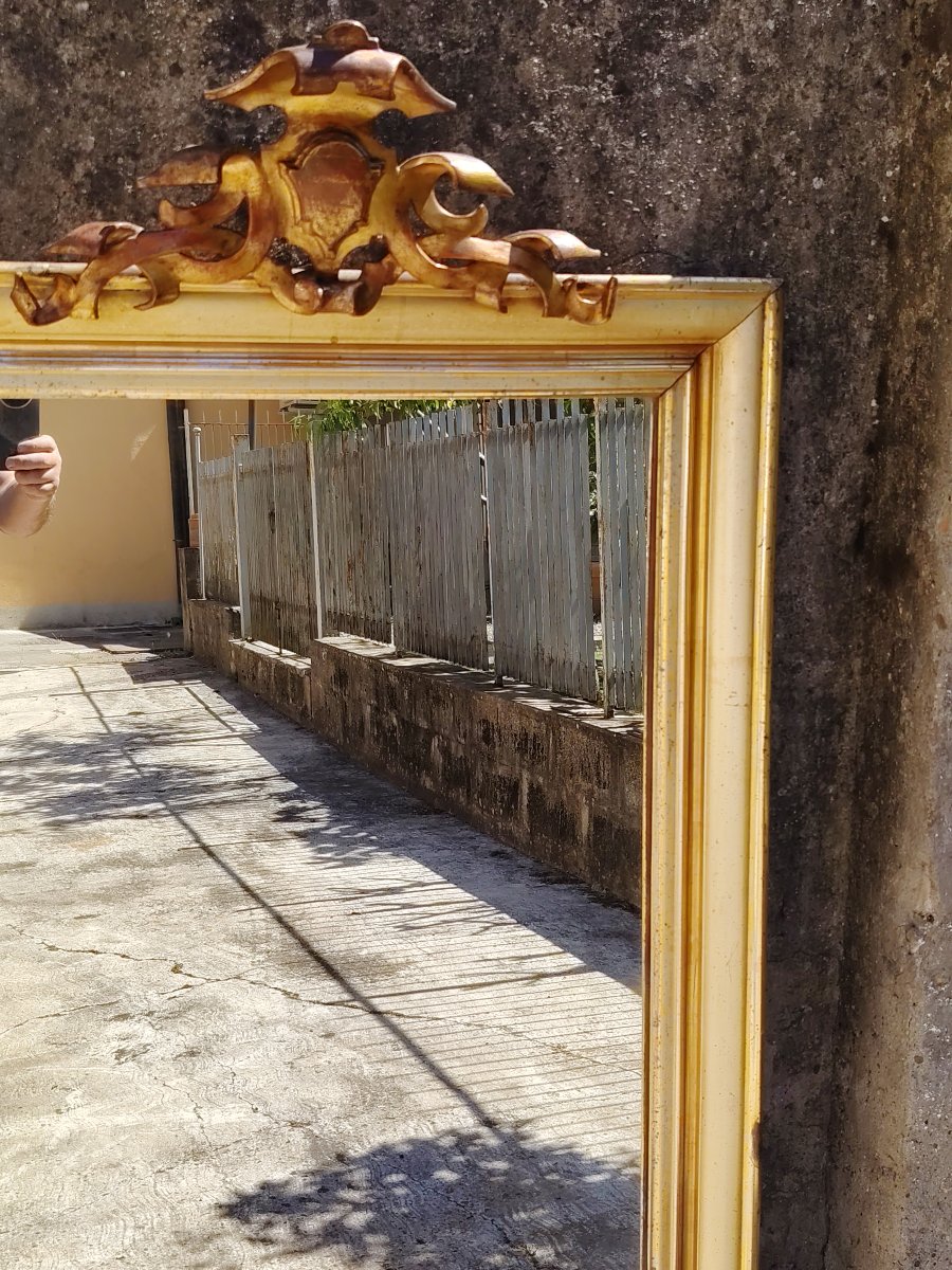 Grand miroir/ cadresb en bois du 19ème siècle, doré  -photo-1