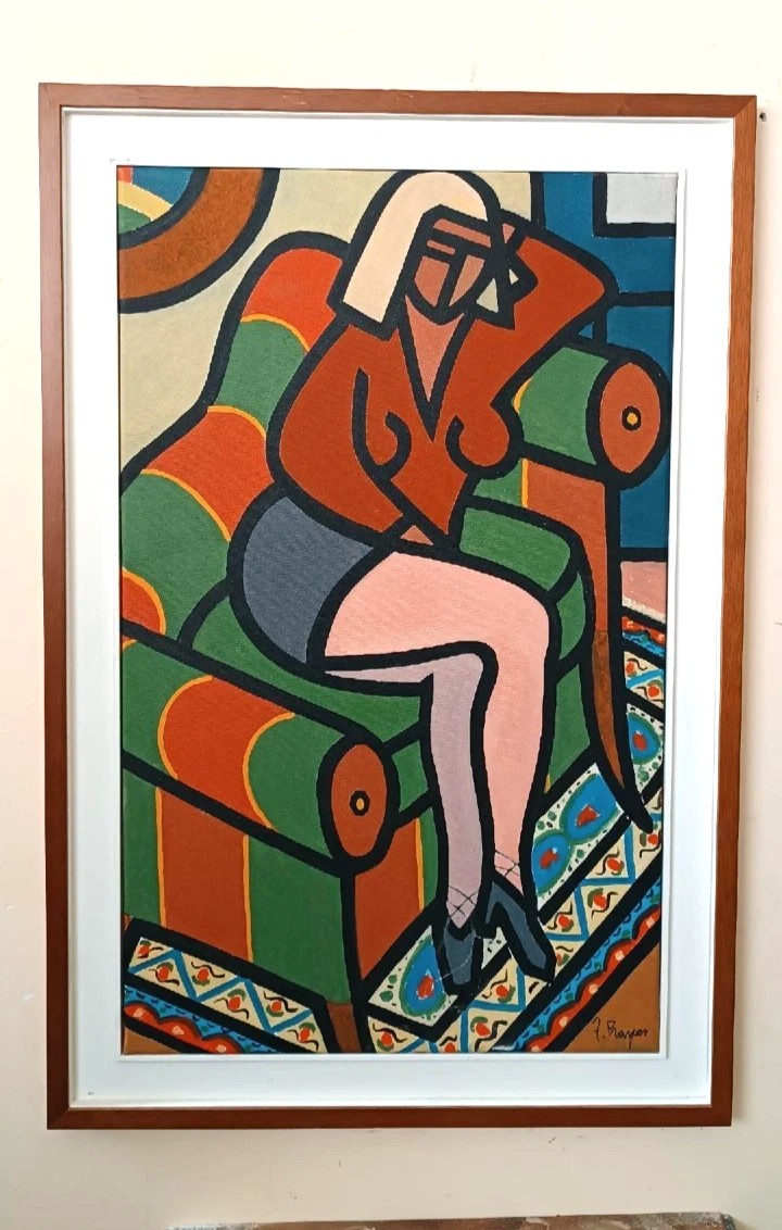 Peinture à l'huile sur toile Franco Prayer (1924) toile 80x60-photo-2