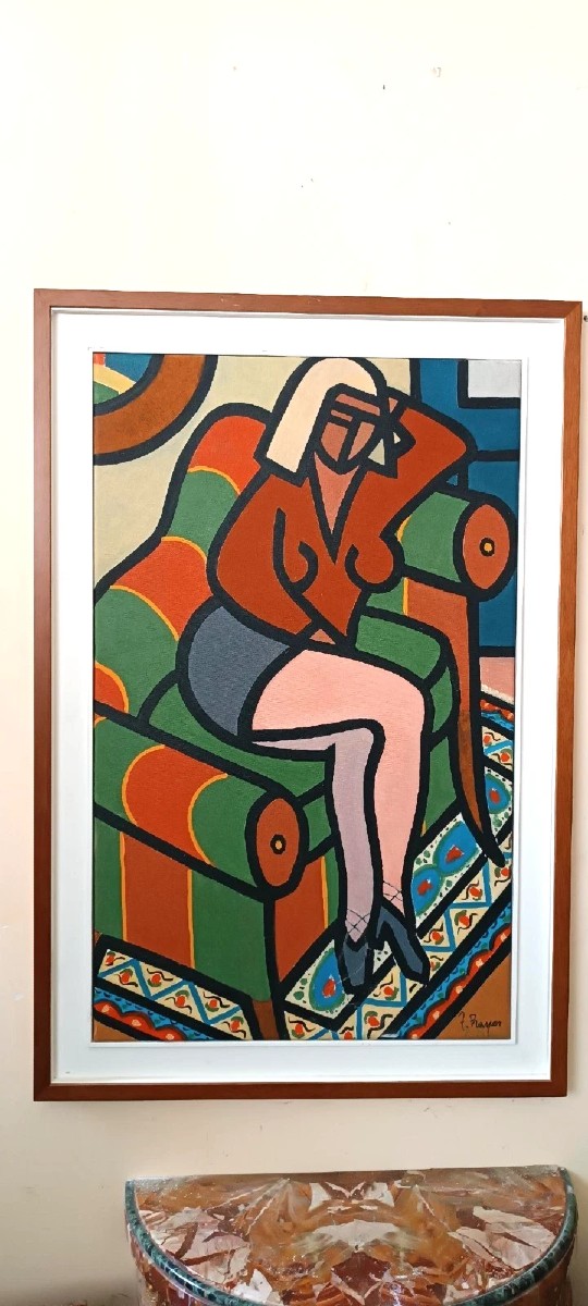 Peinture à l'huile sur toile Franco Prayer (1924) toile 80x60-photo-3