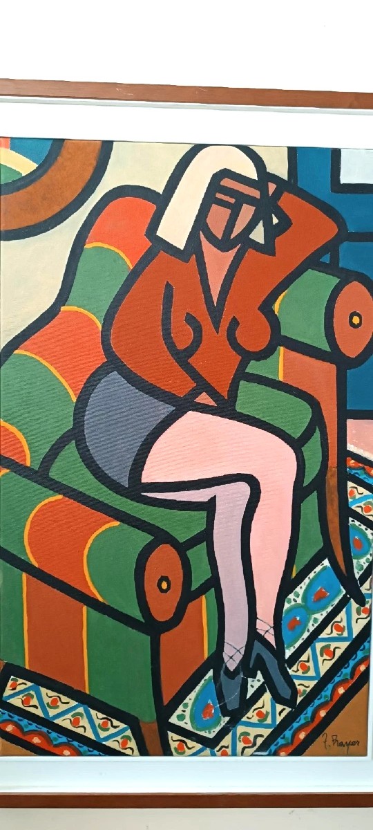 Peinture à l'huile sur toile Franco Prayer (1924) toile 80x60-photo-4