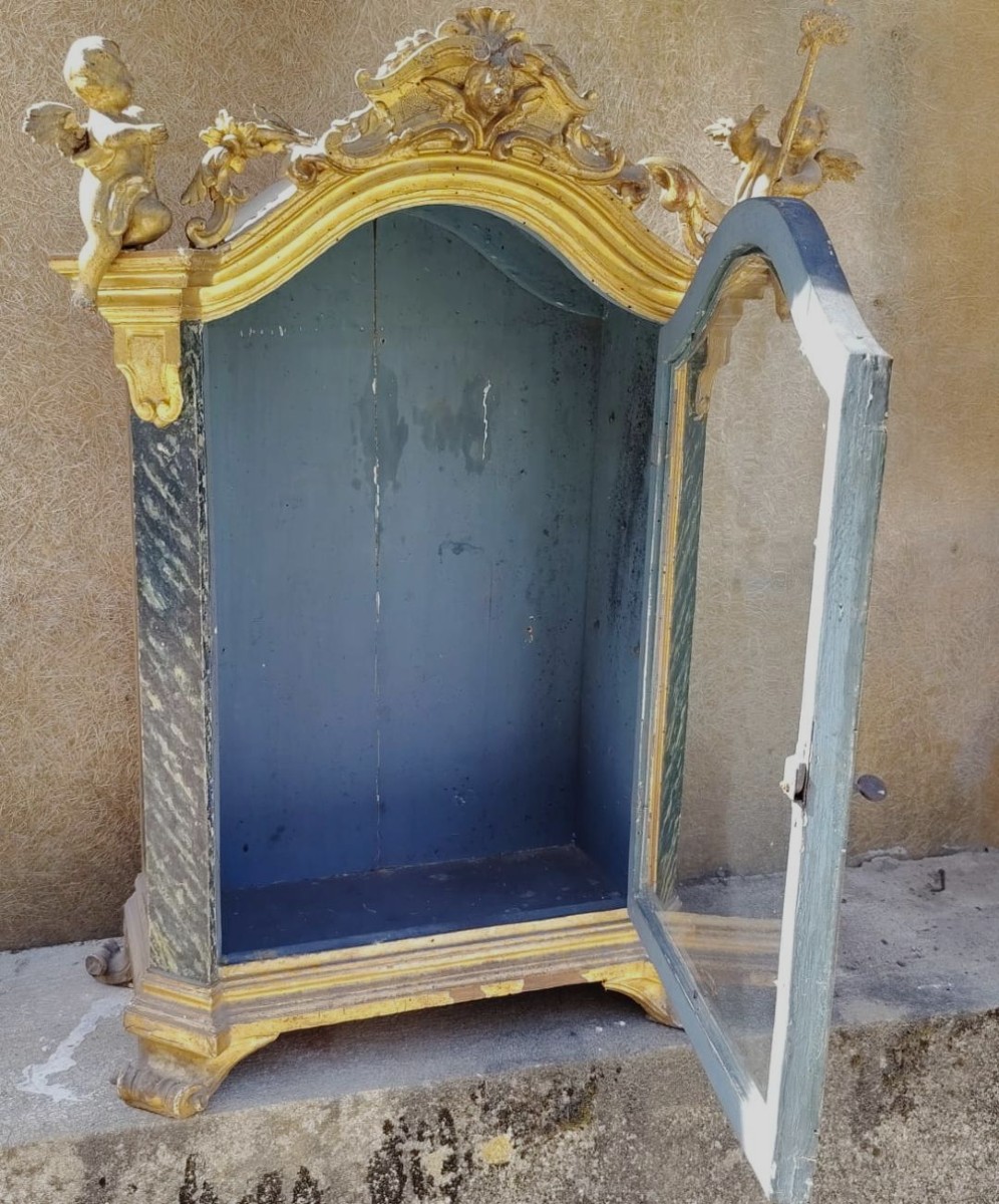 Vitrine ancienne de l'époque baroque en Toscane, fin du XVIIe siècle-photo-2