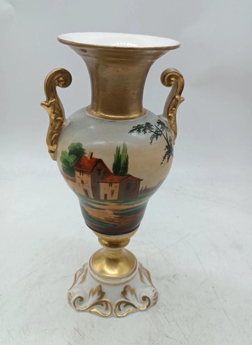 Mid-19th-century Louis Philippe Porcelain Vase, Old Paris-photo-2