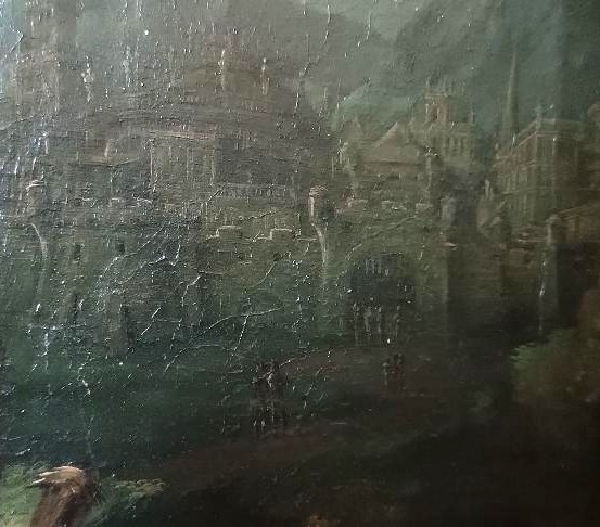 Huile sur toile ancienne « Crucifixion », école italienne, XVIIIe siècle-photo-7