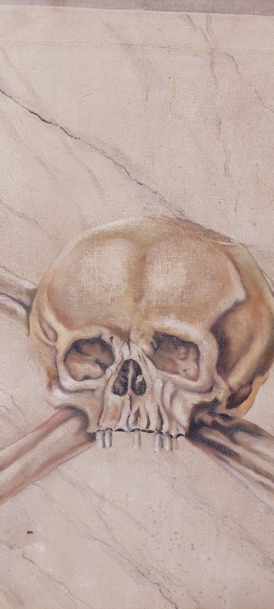 Large 18th-century Tempera Painting On Canvas, *memento Mori*-photo-4