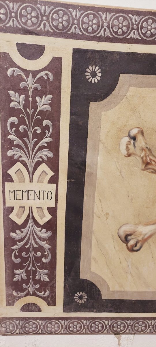 Memento Mori Large Tempera Painting On Canvas 18th Century. Italy 174 Cm-photo-4