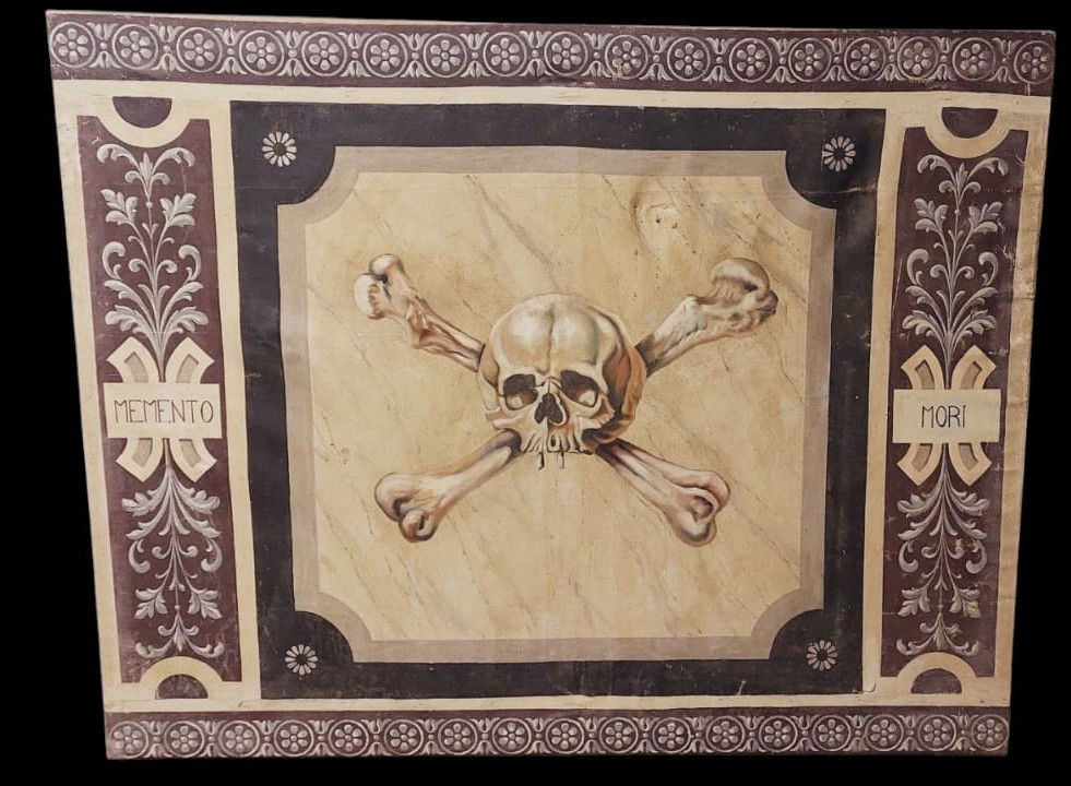 Memento Mori Large Tempera Painting On Canvas 18th Century. Italy 174 Cm