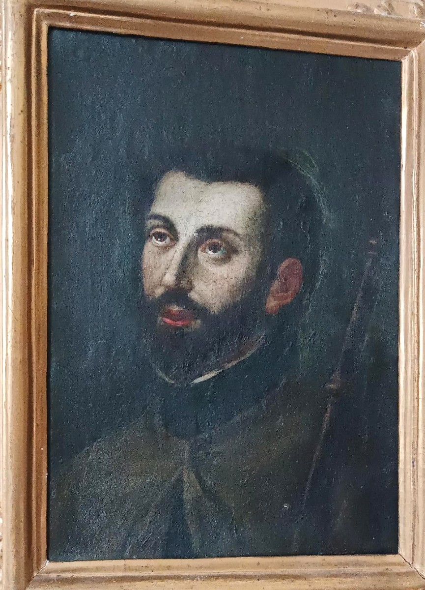 Tableau ancien de saint François-Xavier - école italienne, fin du XVIIe siècle-photo-3