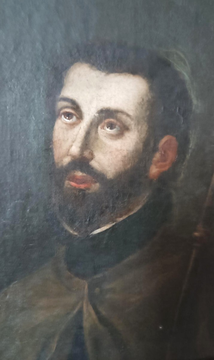 Tableau ancien de saint François-Xavier - école italienne, fin du XVIIe siècle-photo-1