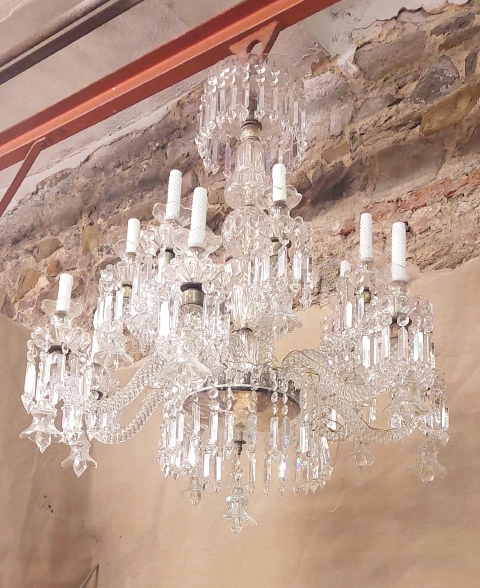 Large Crystal Chandelier From France, 1930s–1940s In The Baccarat Style-photo-3