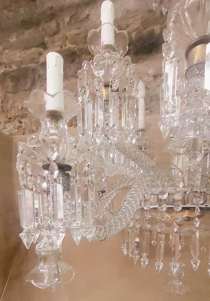Large Crystal Chandelier From France, 1930s–1940s In The Baccarat Style-photo-2
