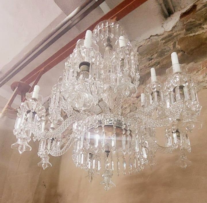 Large Crystal Chandelier From France, 1930s–1940s In The Baccarat Style-photo-3