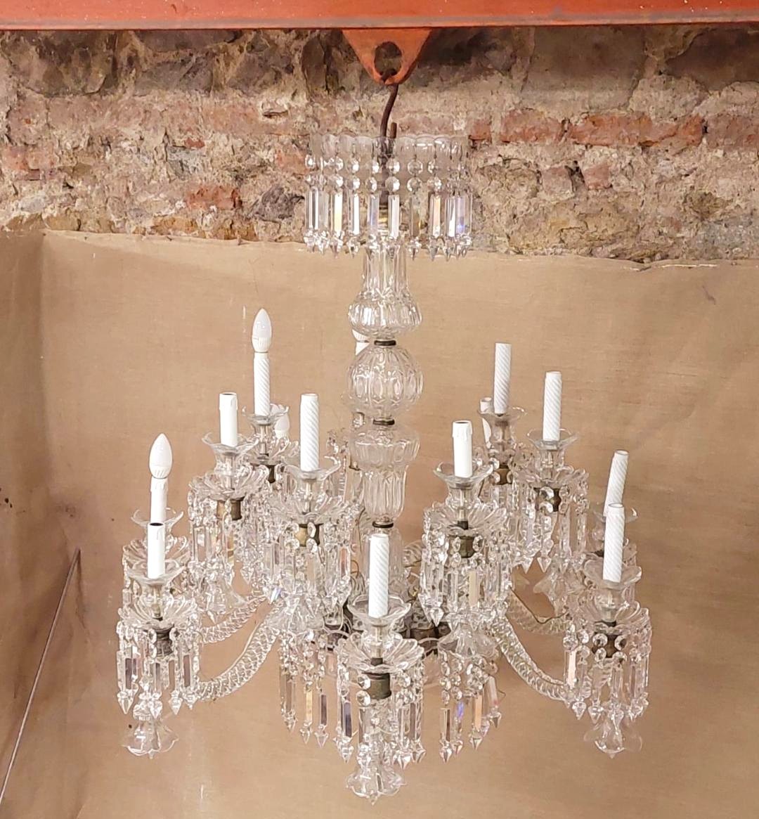 Large Crystal Chandelier From France, 1930s–1940s In The Baccarat Style-photo-5