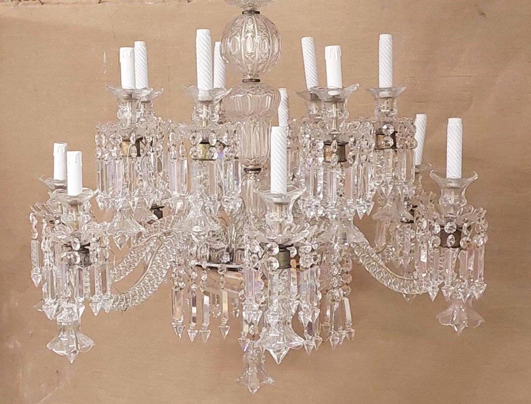 Large Crystal Chandelier From France, 1930s–1940s In The Baccarat Style-photo-7
