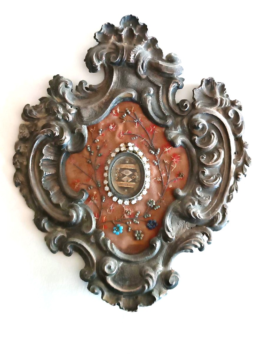 Antique Silver Reliquary Containing Relics, 20x17 Cm