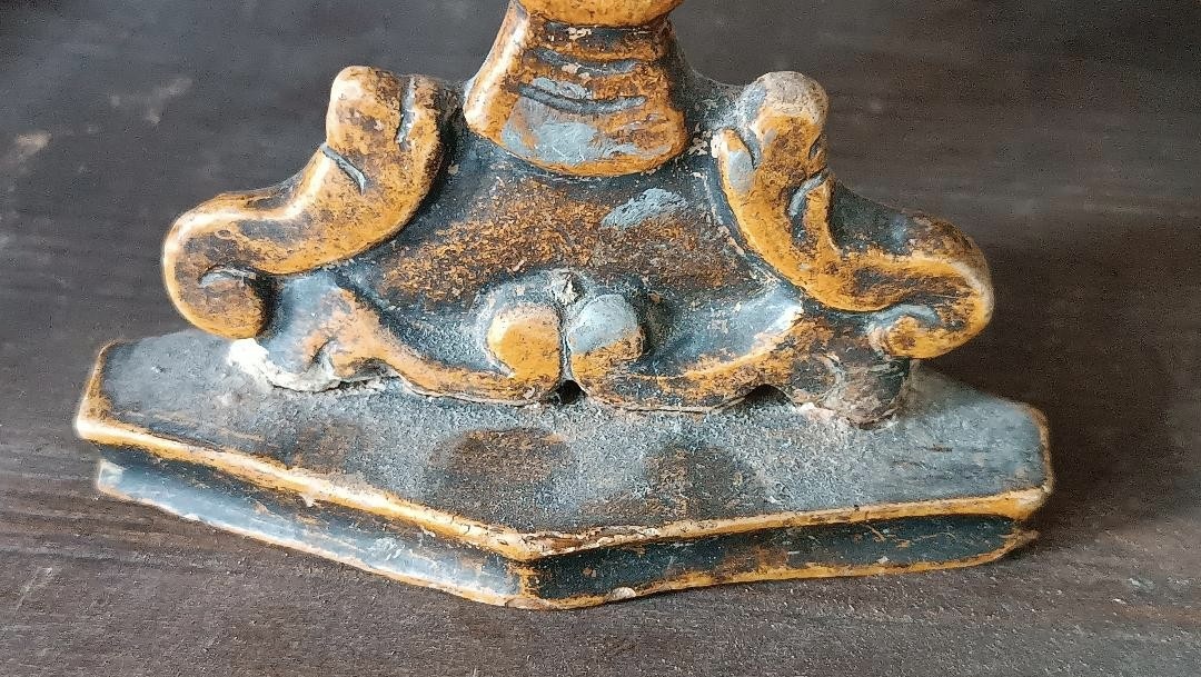 Petit Reliquaire En Bois Laqué Avec Relique Du XVIIIe Siècle-photo-1