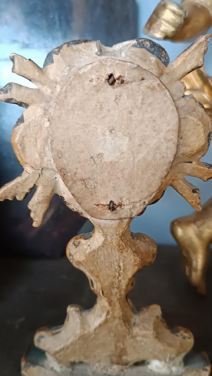 Petit Reliquaire En Bois Laqué Avec Relique Du XVIIIe Siècle-photo-6