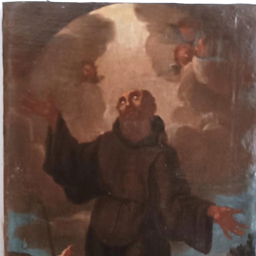 Antique Oil Painting On Canvas, Baroque Period, Depicting Saint Francis Of Paola-photo-1