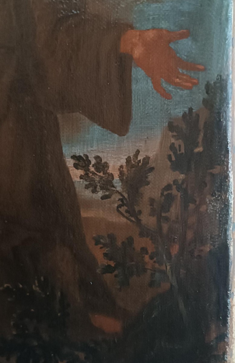 Antique Oil Painting On Canvas, Baroque Period, Depicting Saint Francis Of Paola-photo-4
