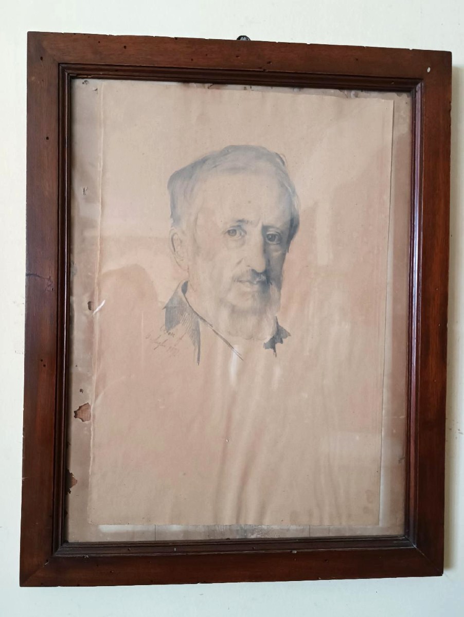 Dessin Au Crayon Sur Papier - Portrait De Cesare Altoviti - Antonio Ciseri 1871-photo-2