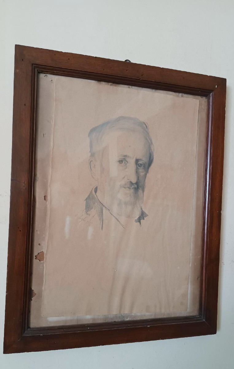 Dessin Au Crayon Sur Papier - Portrait De Cesare Altoviti - Antonio Ciseri 1871-photo-3