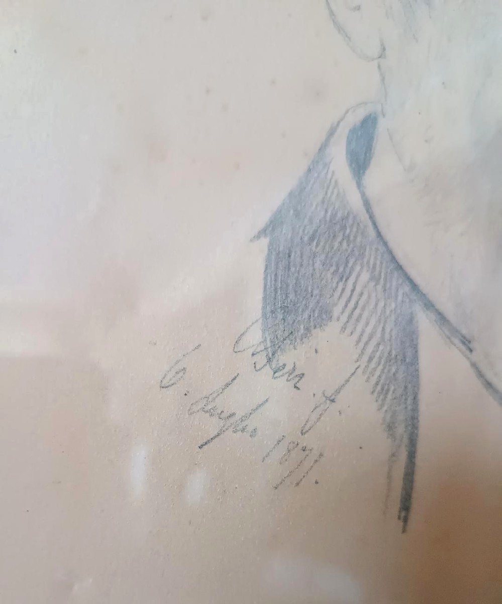 Dessin Au Crayon Sur Papier - Portrait De Cesare Altoviti - Antonio Ciseri 1871-photo-4