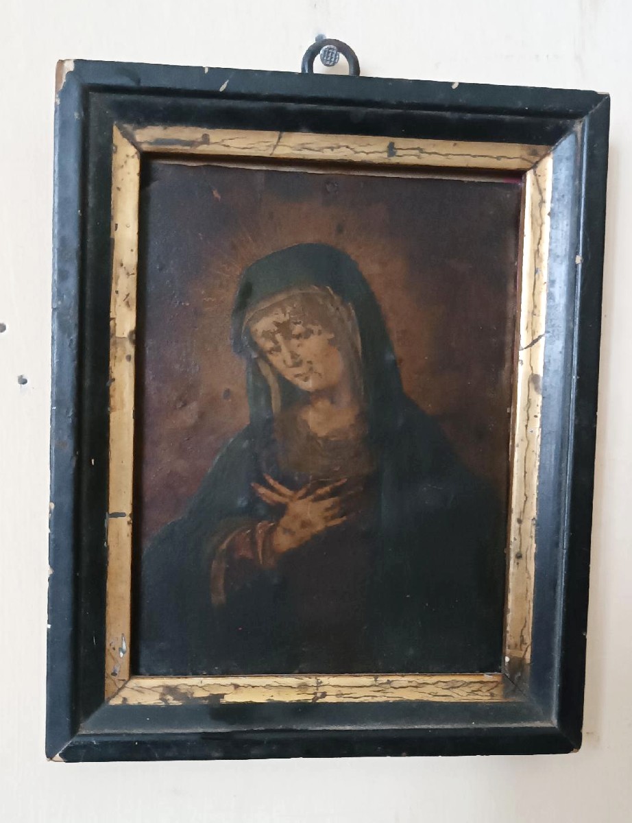 An Antique Painting On Copper Depicting The Virgin Mary, 17th–18th Century