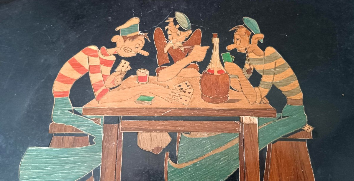 Inlaid Wooden Game Box From The Early 1900s-photo-3