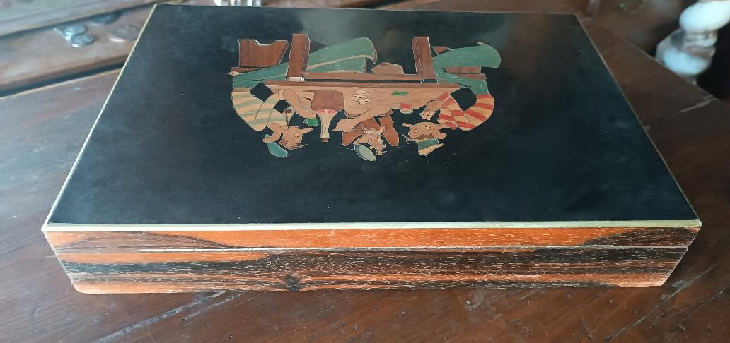 Inlaid Wooden Game Box From The Early 1900s-photo-4