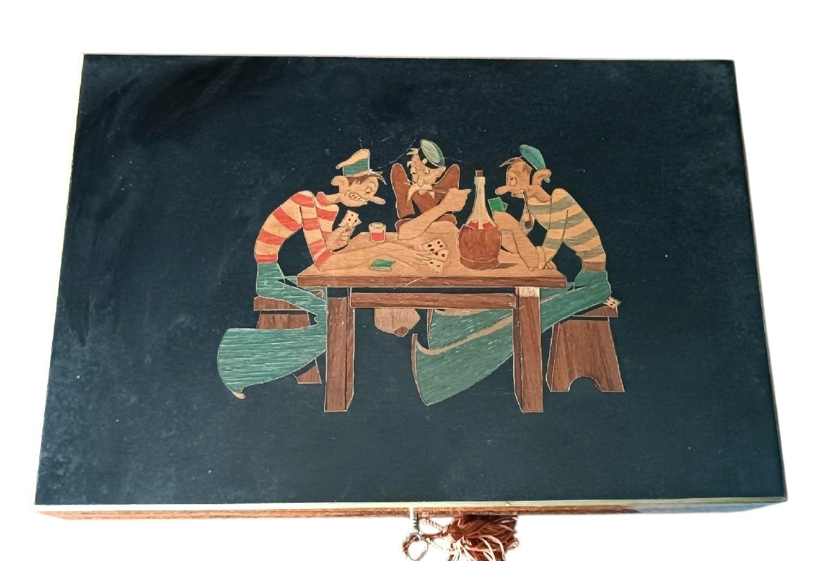 Inlaid Wooden Game Box From The Early 1900s