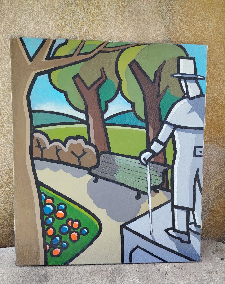 Oil Painting On Canvas By Franco Prayer (1924), 70x60 Cm-photo-4