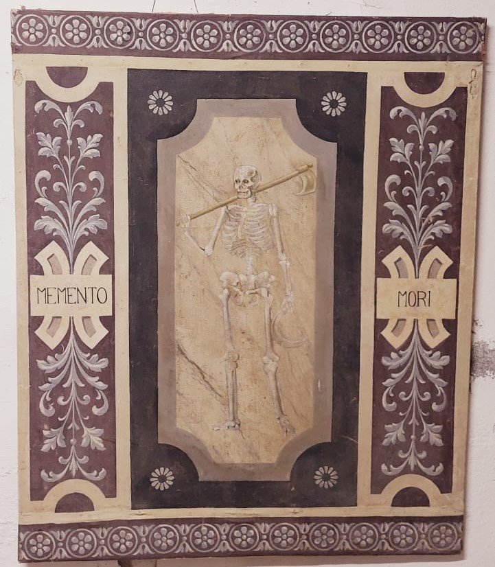 Memento Mori: Large Skeleton, Tempera On Canvas, 18th Century, Italy-photo-1