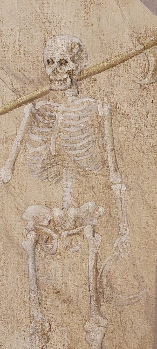 Memento Mori: Large Skeleton, Tempera On Canvas, 18th Century, Italy-photo-6