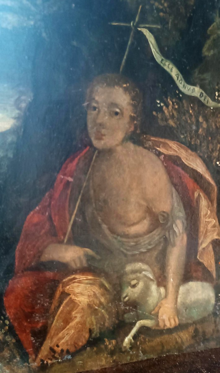 TABLEAU ANCIEN SUR CUIVRE DE SAINT JEAN INO, XVIIe siècle-photo-4