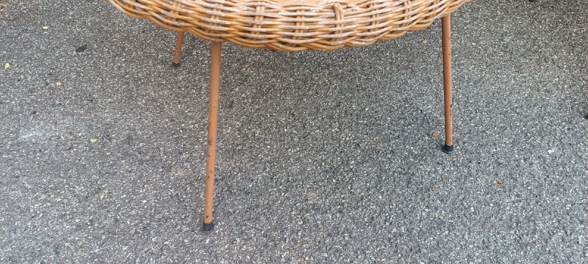 RARE  ENSEMBLE DE TROIS FAUTEUILS EN OSIER DESIGN-photo-4