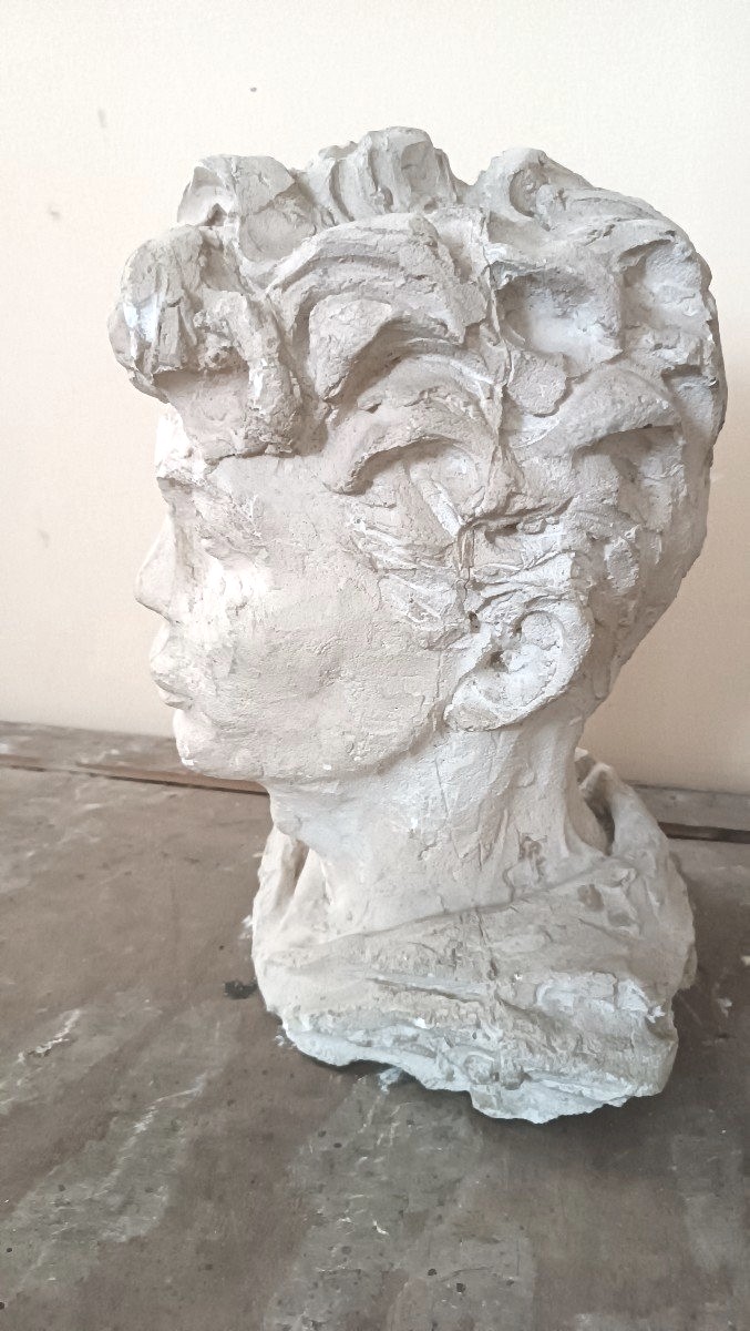 Sculpture Buste En Plâtre Signé A.novelli-photo-2