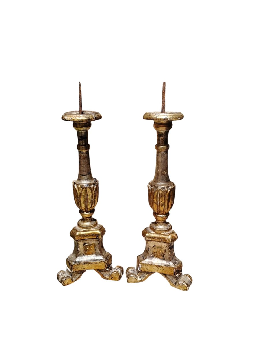 Pair Of Original Louis XVI Silver And Antique Mecca Candlesticks-photo-3